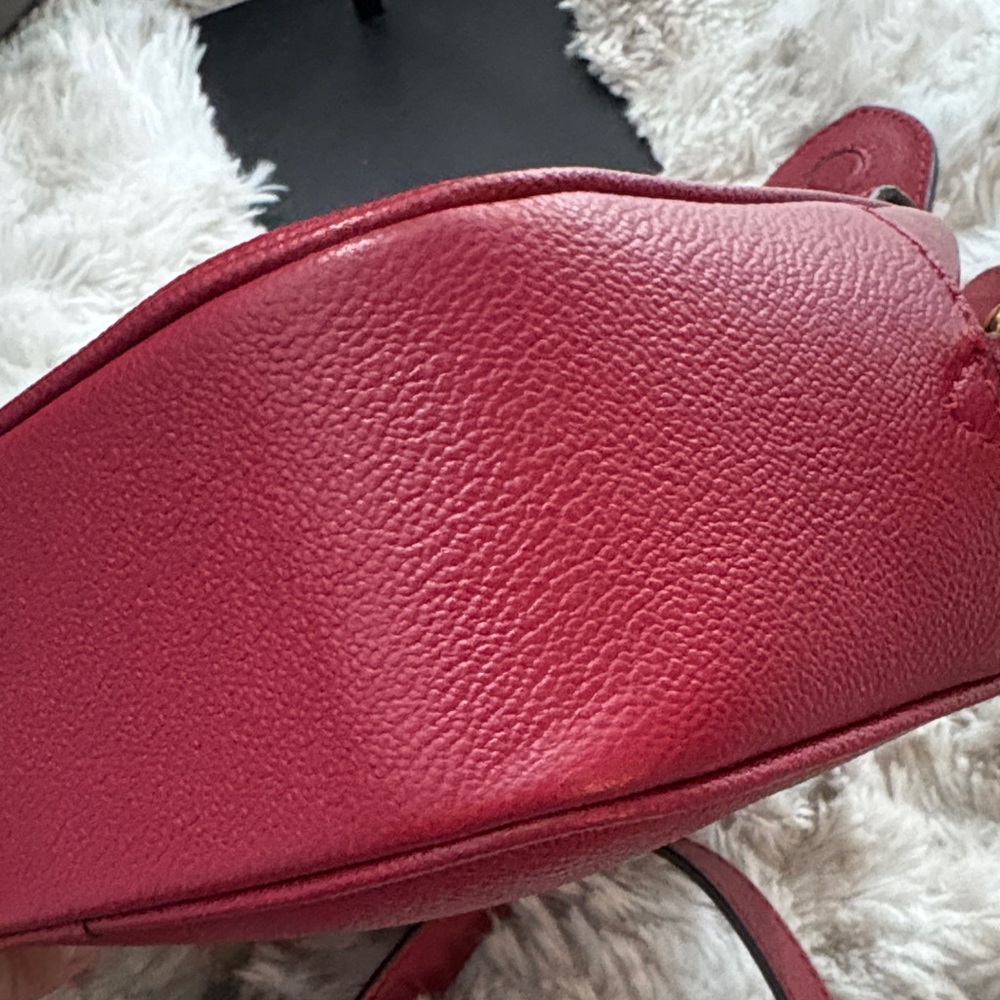Burberry Burgundy Leather Crossbody with Gold Buckle - Picture 10 of 12